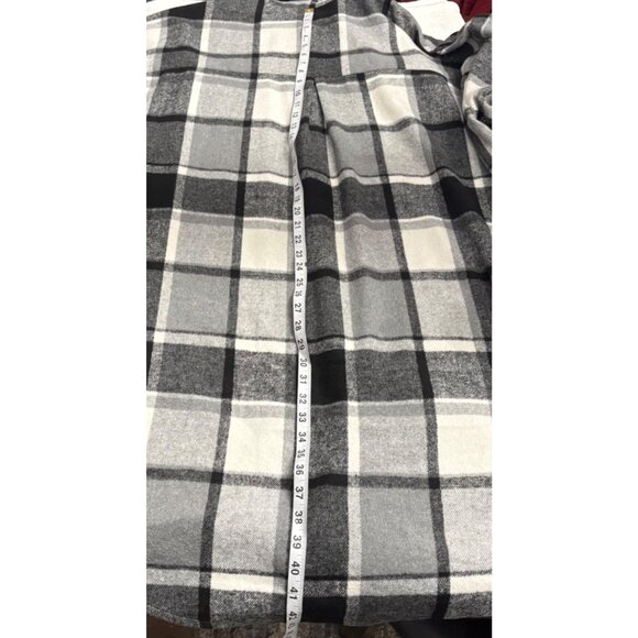 Womens Black & White Plaid Button-Up Shacket W/ Long Sleeves & Pockets Size 20W - Picture 11 of 12